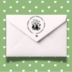 Merry Christmas Country Cow theme Self-inking Stamp