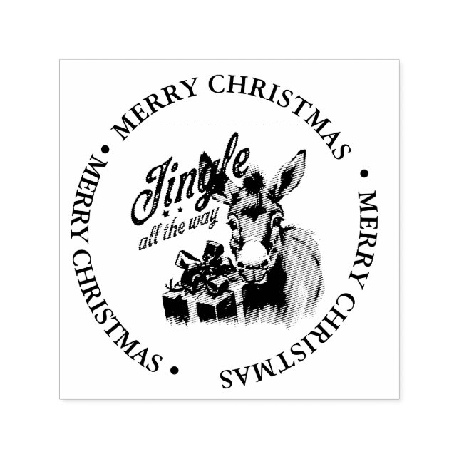 Merry Christmas Country Donkey theme Self-inking Stamp (Design)