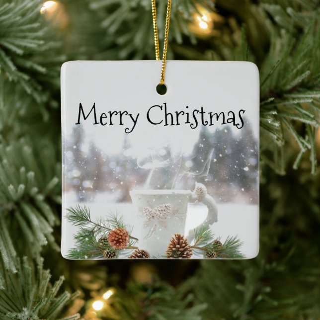 Merry Christmas Country Gift Ceramic Ornament (Tree)