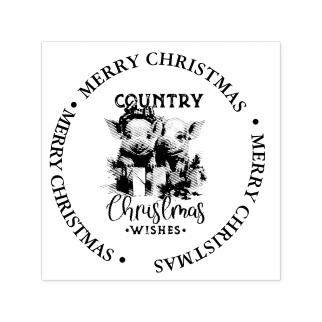 Merry Christmas Country Piggy theme Self-inking Stamp (Design)