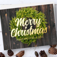 Merry Christmas Country Rustic Pine Wreath Wood