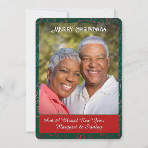 Merry Christmas Couple Family Photo Green Holiday Card