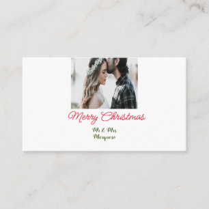 Merry Christmas couple photo add name happy holida Business Card