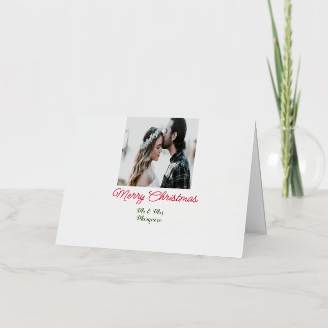Merry Christmas couple photo add name happy holida Foil Holiday Card (Front)