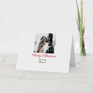 Merry Christmas couple photo add name happy holida Foil Holiday Card