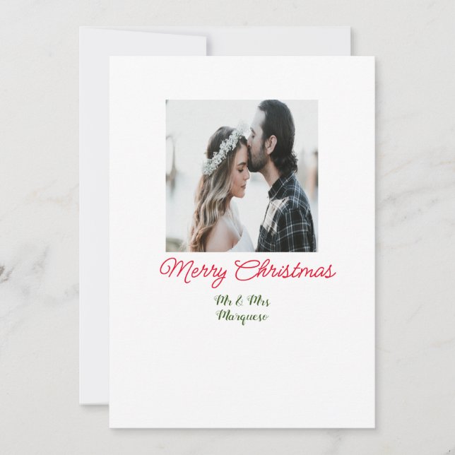 Merry Christmas couple photo add name happy holida Invitation (Front)