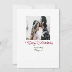 Merry Christmas couple photo add name happy holida Invitation