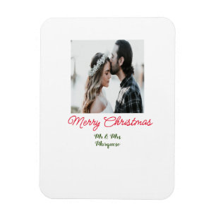 Merry Christmas couple photo add name happy holida Magnet
