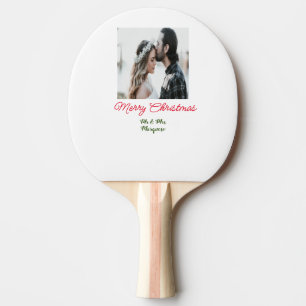 Merry Christmas couple photo add name happy holida Ping Pong Paddle