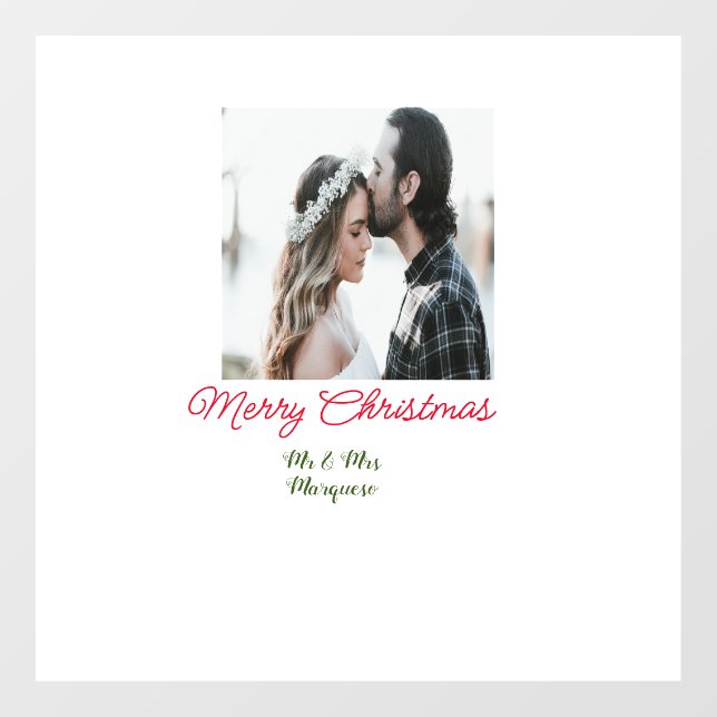 Merry Christmas couple photo add name happy holida Window Cling (Sheet)