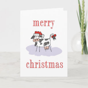 Merry Christmas Cow Holiday Card