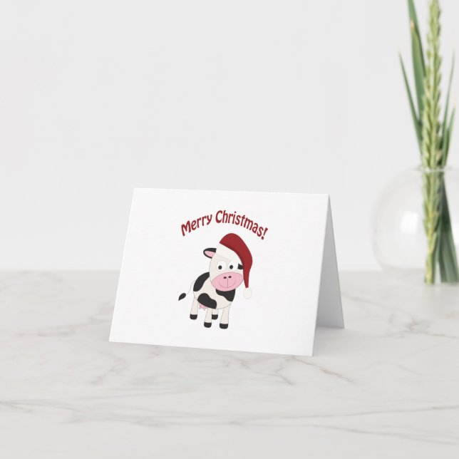 Merry Christmas Cow Holiday Card (Front)