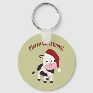 Merry Christmas Cow Key Ring