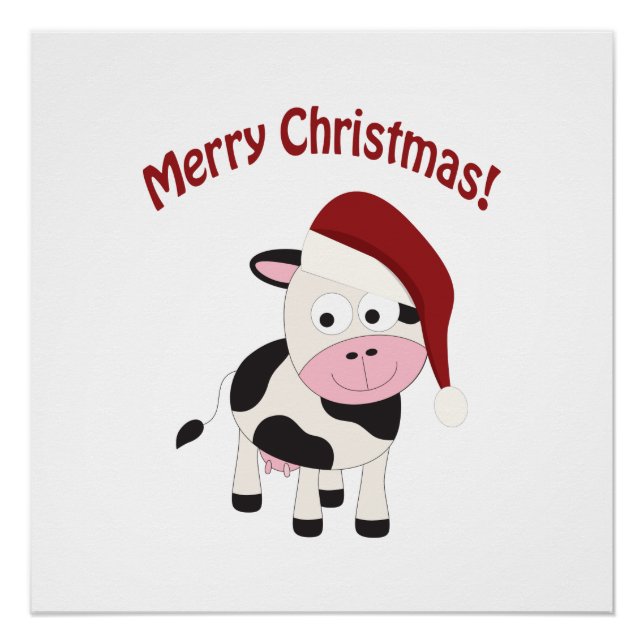 Merry Christmas Cow Poster (Front)