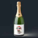 Merry Christmas Cow Santa Christmas Lights Cow Xma Sparkling Wine Label<br><div class="desc">Merry Christmas Cow Santa Christmas Lights Cow Xmas Tree T-Shirt (2)</div>