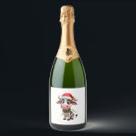 Merry Christmas Cow Santa Christmas Lights Cow Xma Sparkling Wine Label<br><div class="desc">Merry Christmas Cow Santa Christmas Lights Cow Xmas Tree T-Shirt (2)</div>