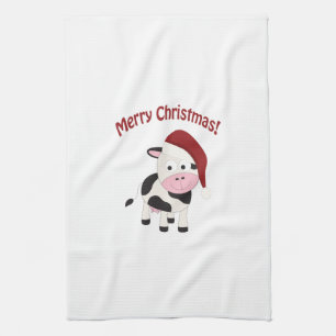 Merry Christmas Cow Tea Towel
