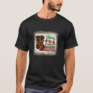 Merry Christmas Cowboy Boots Leopard Xmas Lights W T-Shirt