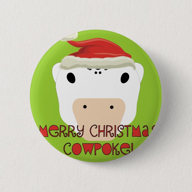 Merry Christmas CowPoke 6 Cm Round Badge (Front)