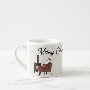 Merry Christmas Cozy Santa Fireplace Espresso Mug 