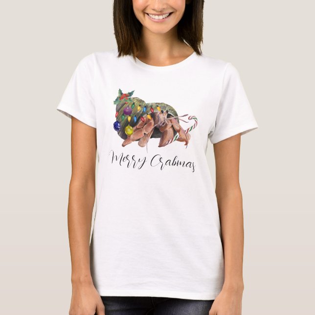 Merry Christmas Crabmas Hermit Crab Crustacean T-Shirt (Front)
