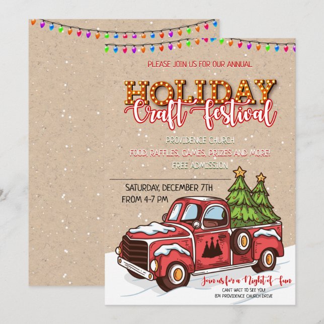 Merry Christmas Craft Festival Invitation (Front/Back)