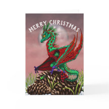 Merry Christmas Cranberry Dragon greeting card