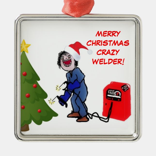 Merry Christmas Crazy Welder Metal Tree Decoration (Front)