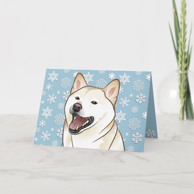 Merry Christmas Cream Shiba Inu Customisable Card (Front)