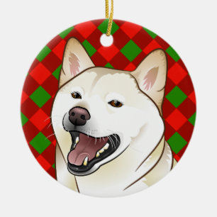 Merry Christmas Cream Shiba Inu Ornament