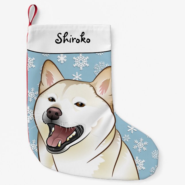 Merry Christmas Cream Shiba Inu Stocking (Front)
