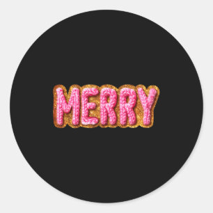 Merry Christmas Crochet Xmas Pajamas Cozy Holiday Classic Round Sticker