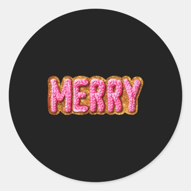 Merry Christmas Crochet Xmas Pajamas Cozy Holiday  Classic Round Sticker (Front)