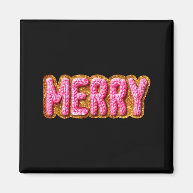 Merry Christmas Crochet Xmas Pajamas Cozy Holiday  Magnet (Front)