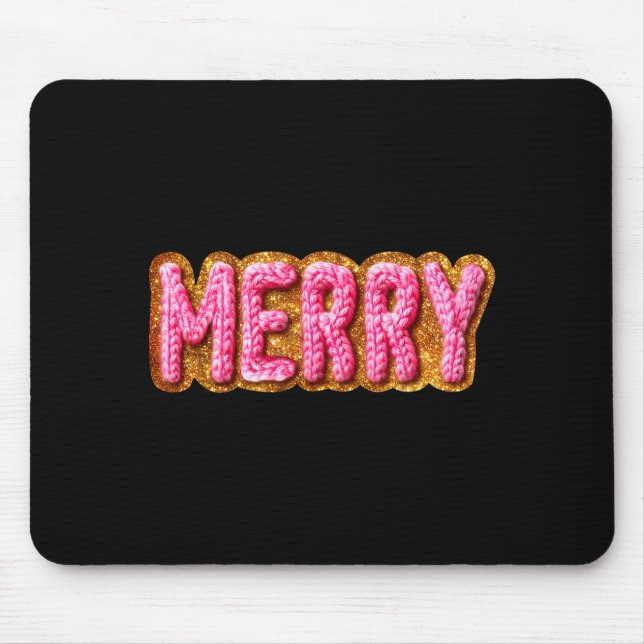 Merry Christmas Crochet Xmas Pajamas Cozy Holiday  Mouse Mat (Front)