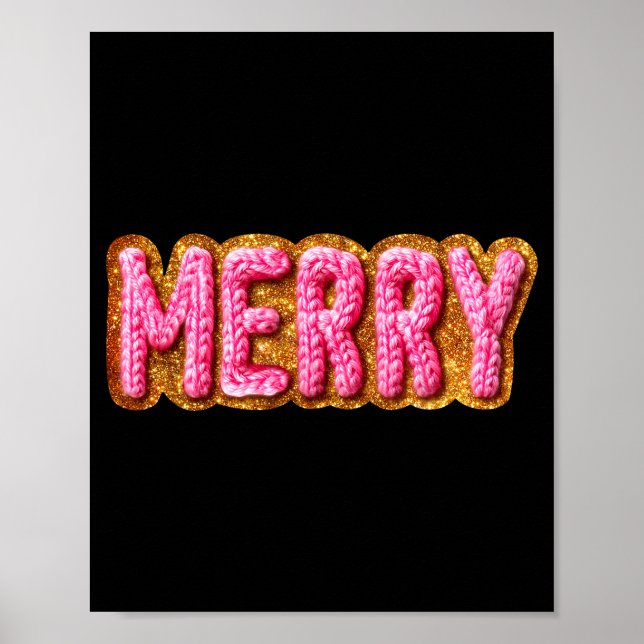 Merry Christmas Crochet Xmas Pajamas Cozy Holiday  Poster (Front)