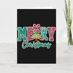 Merry Christmas Crochet Xmas Tree Pajamas Holiday  Card