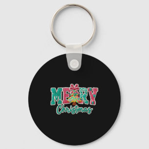 Merry Christmas Crochet Xmas Tree Pajamas Holiday  Key Ring