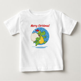 Merry Christmas Crocodile Santa Holidays Baby T-Shirt