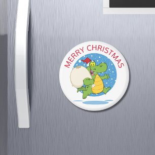 Merry Christmas Crocodile Santa   Holidays Magnet
