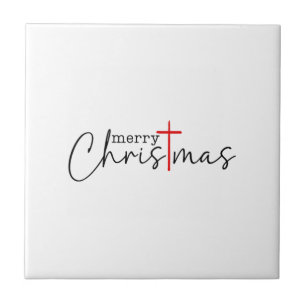 Merry Christmas Cross Christ Xmas Mens Womens Tile