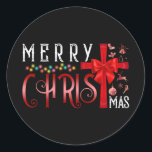 Merry Christmas Cross Christian Religious Classic Round Sticker<br><div class="desc">Merry Christmas Cross Christian Religious Christmas Quotes</div>