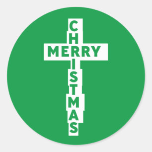 Merry Christmas, cross Classic Round Sticker