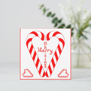 Merry Christmas Cross In Heart Candy Cane 2 Hearts Card