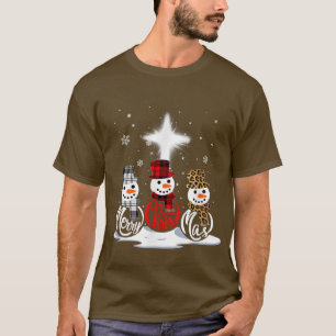 Merry Christmas Cross Jesus Snowman Funny Xmas For T-Shirt