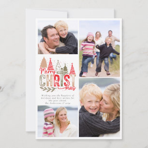 Merry Christmas Cross Photo Collage Holiday Card