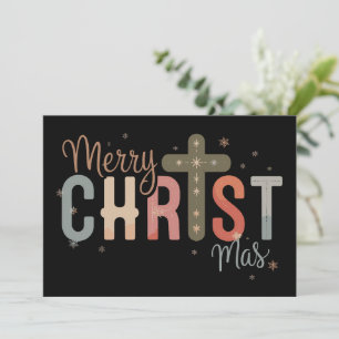 Merry Christmas Cross Religious Christian Family  Holiday Card