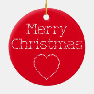 Merry Christmas cross stitch sign Ceramic Tree Decoration