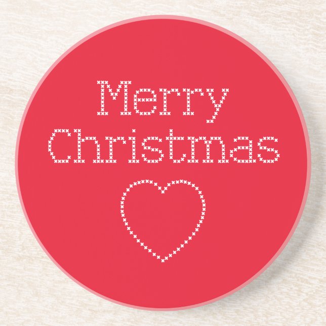 Merry Christmas cross stitch sign Coaster (Front)