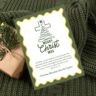 Merry Christmas Cross Tree Blessings Holiday Card